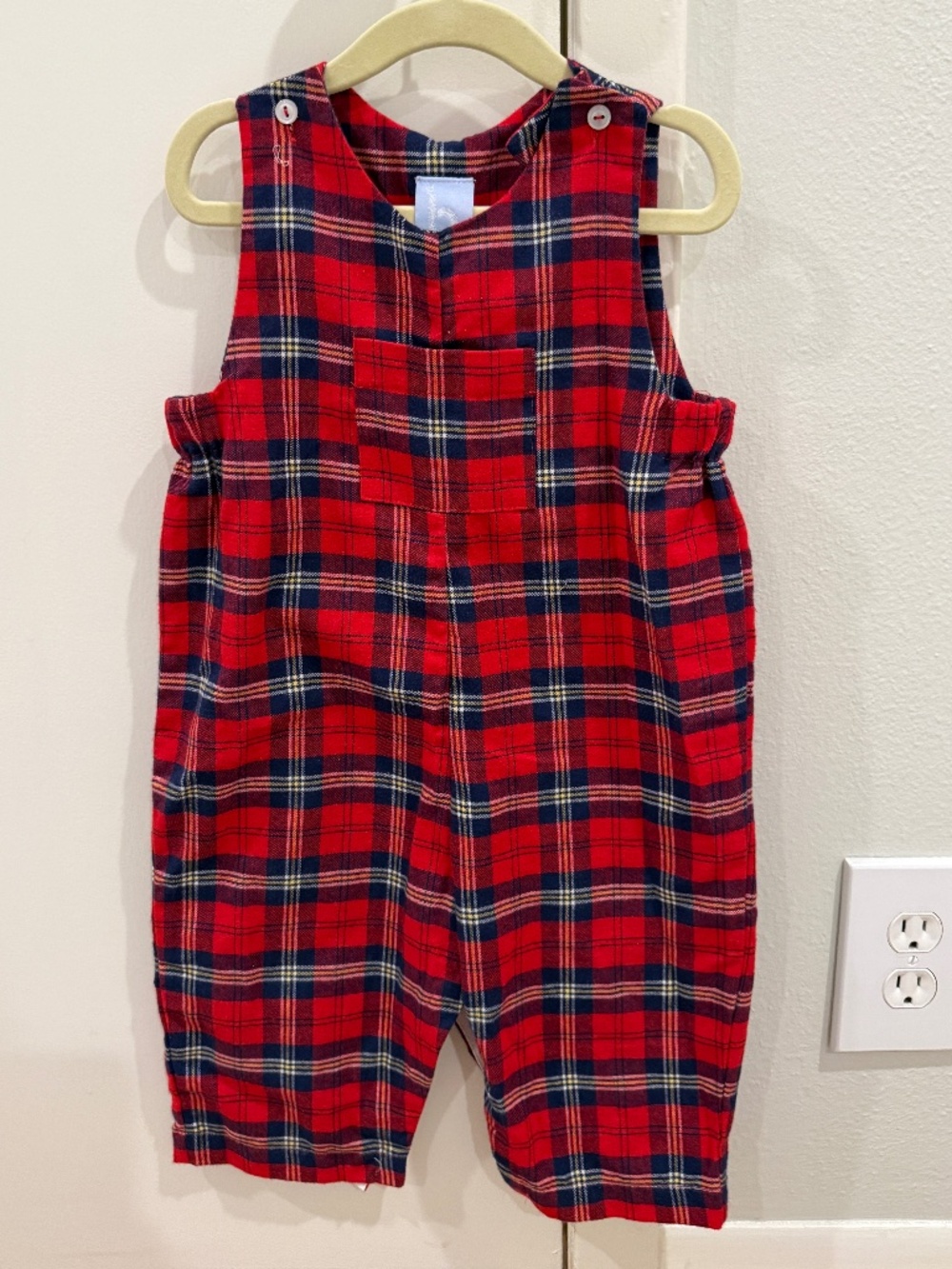 Bella Bliss Red Tartan Sleeveless Pant Jon Jon 18 mo